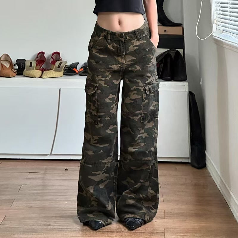 Loose Camouflage Workwear With Pocket Jeans - Camouflage Color / S