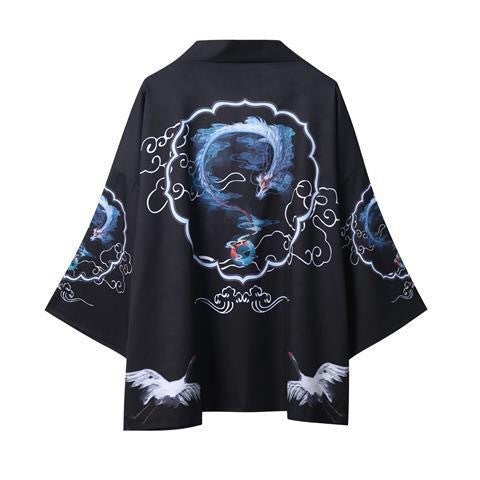 Loose Fitting Men’s And Women’s Quarter Sleeved Kimono Jacket - 3301Blue / S