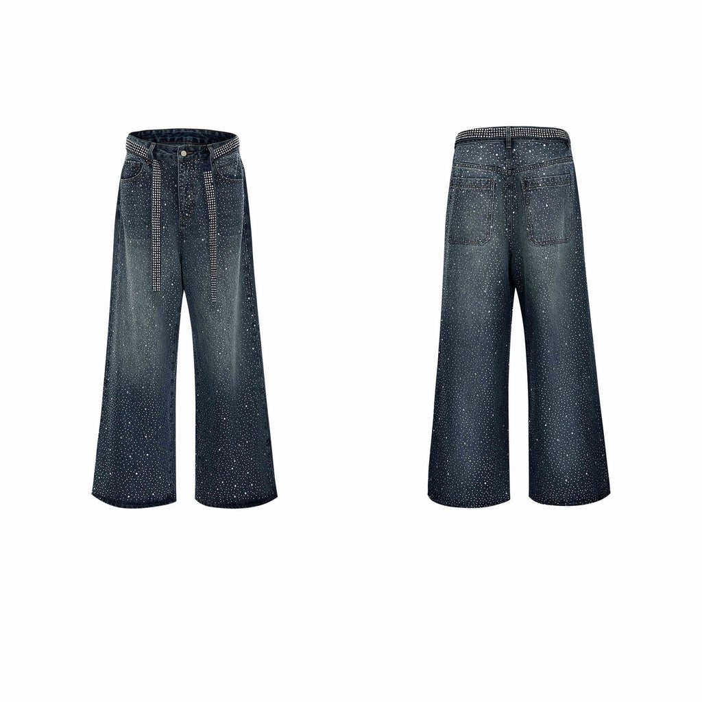 Niche Loose Heavy Industry Wide-leg Pants - Blue / S