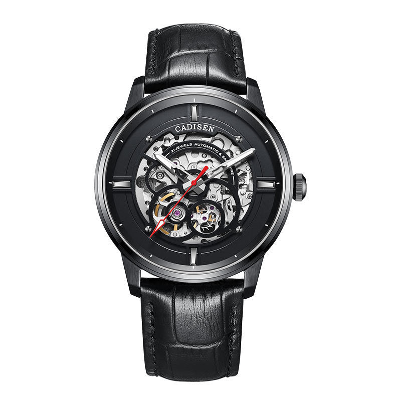 Luminous Sapphire Luxury Stainless Steel Timepiece - Black shell black face