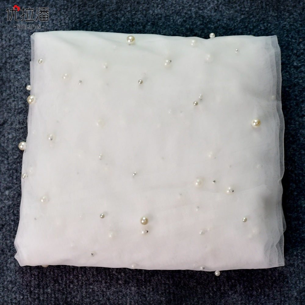 Luxury Heavy Industry Bridal Pearl Veil - Ivory Dyed Yarn / 300x300cm