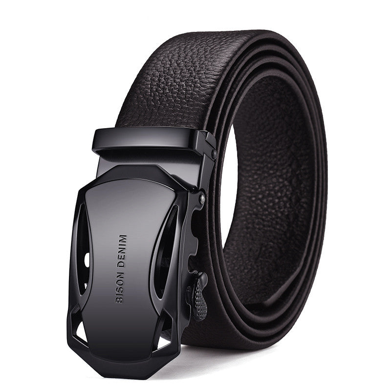 Men’s Leather Belt Business Automatic Buckle Belt - Coffee / A / 120cm