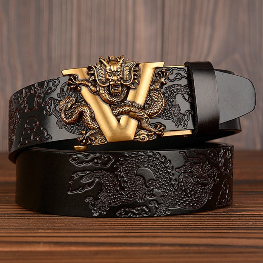 Double dragon play bead belt - Black gold / 115cm