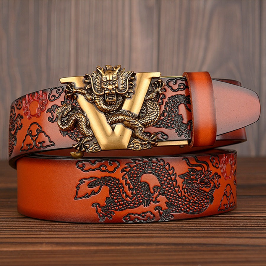 Double dragon play bead belt - Yellow gold / 125cm