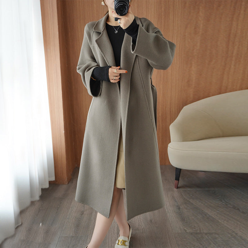 Reversible Cashmere Coat Women’s Mid-length Loose Over Knee Coat