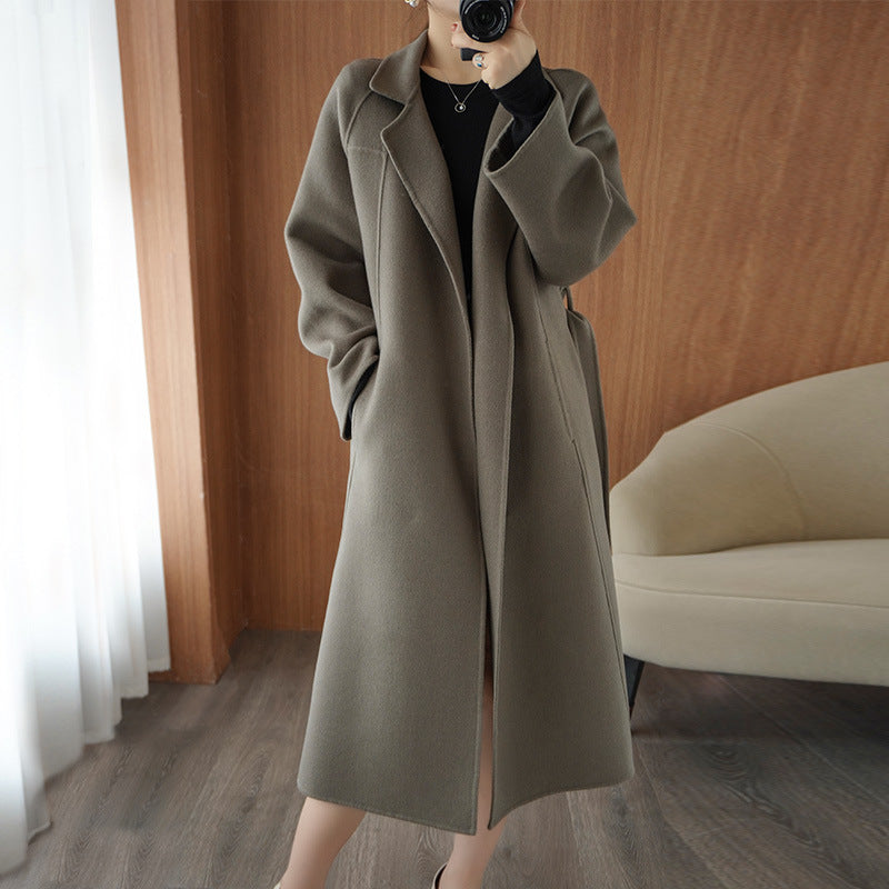 Reversible Cashmere Coat Women’s Mid-length Loose Over Knee Coat