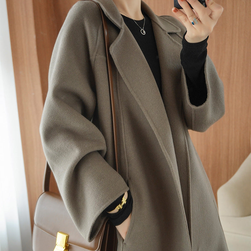 Reversible Cashmere Coat Women’s Mid-length Loose Over Knee Coat