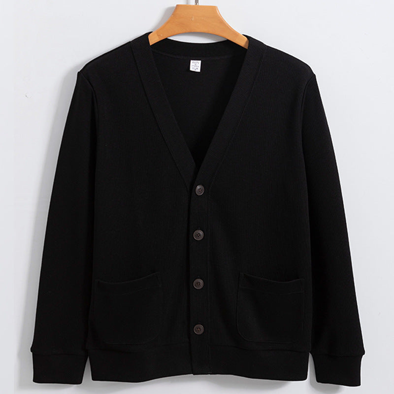 Machine Washable Xinjiang Cotton V-neck Sweatshirt Men - Black / S