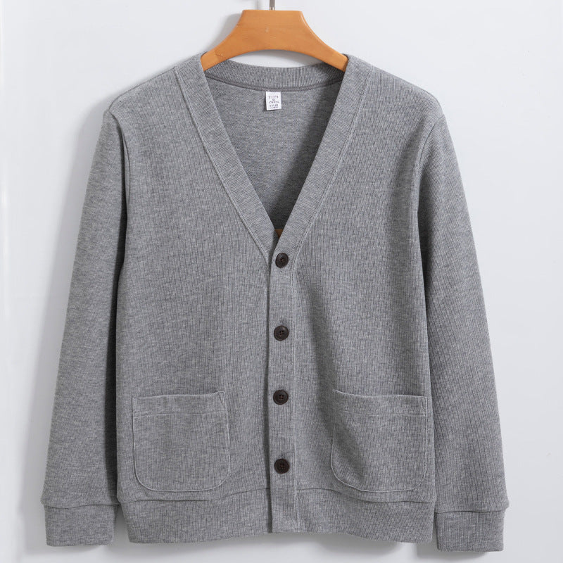 Machine Washable Xinjiang Cotton V-neck Sweatshirt Men - Flower Gray / S
