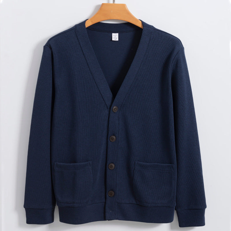 Machine Washable Xinjiang Cotton V-neck Sweatshirt Men - Navy Blue A / S