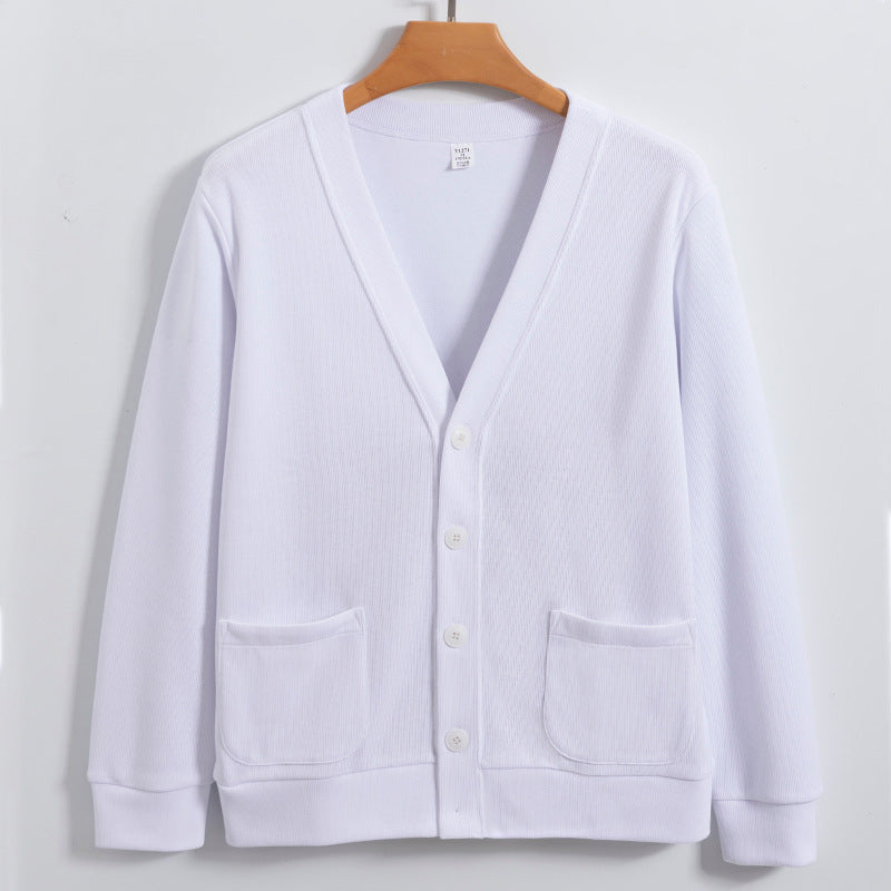 Machine Washable Xinjiang Cotton V-neck Sweatshirt Men - White / S