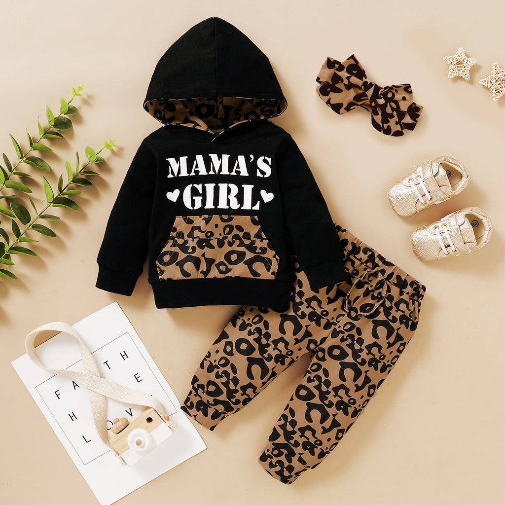 Clothes Letter Print Hooded Leopard-print Trousers - MAMAS GIRL / 70cm