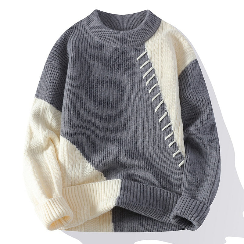 Matching Comfortable Loose Round Neck Sweater - Dark Gray / M