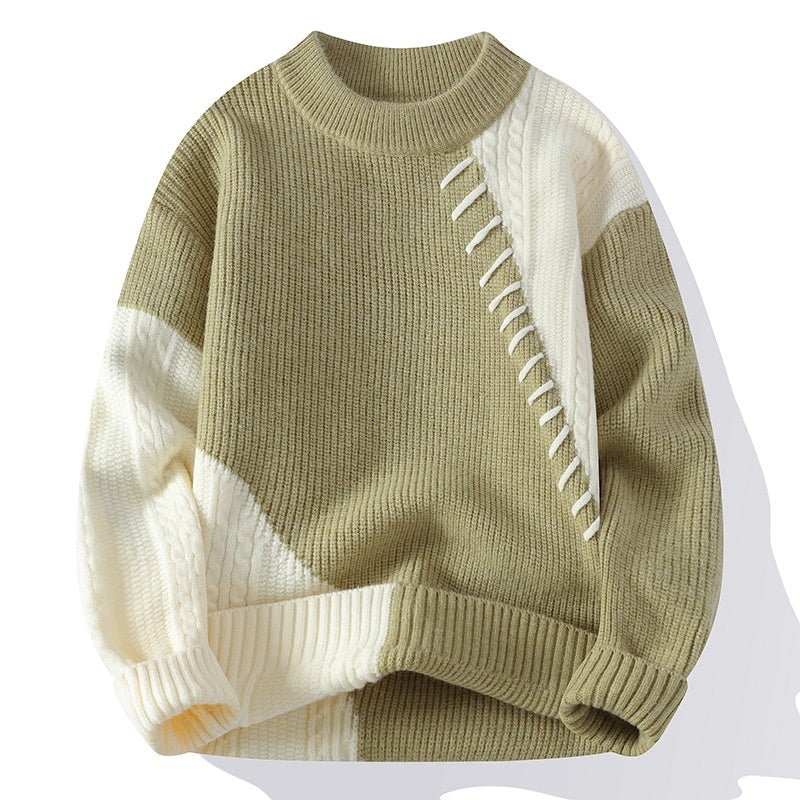 Matching Comfortable Loose Round Neck Sweater - Green / M