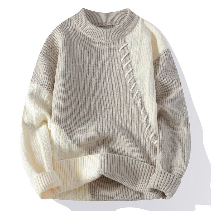 Matching Comfortable Loose Round Neck Sweater - Light Gray / M
