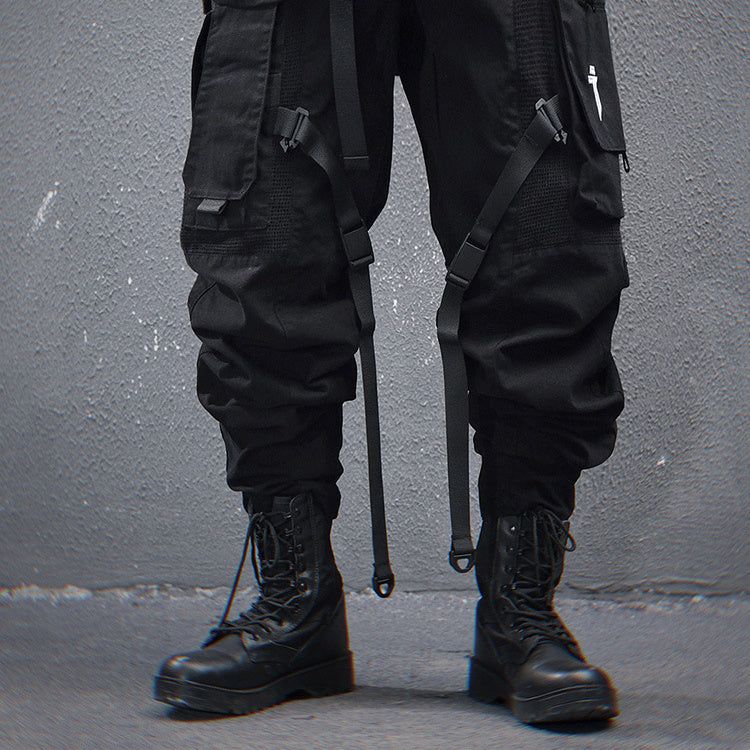 Mechanical Style Washed Overalls Loose Casual Trousers