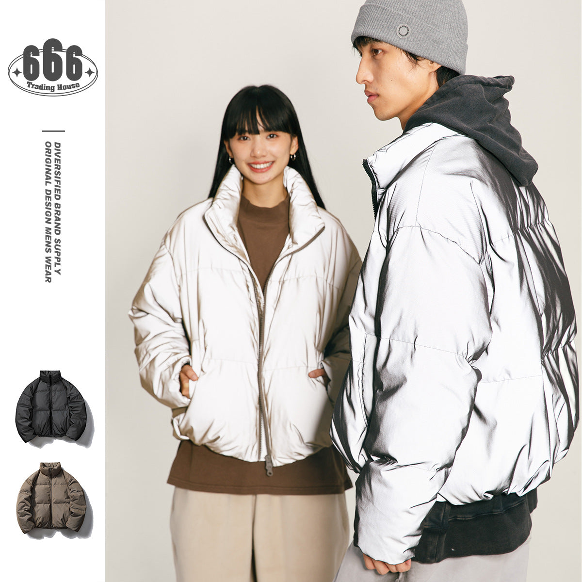 Mechanical Style Winter Down Jacket Women’s White Duck Down Thickened Reflective Coat