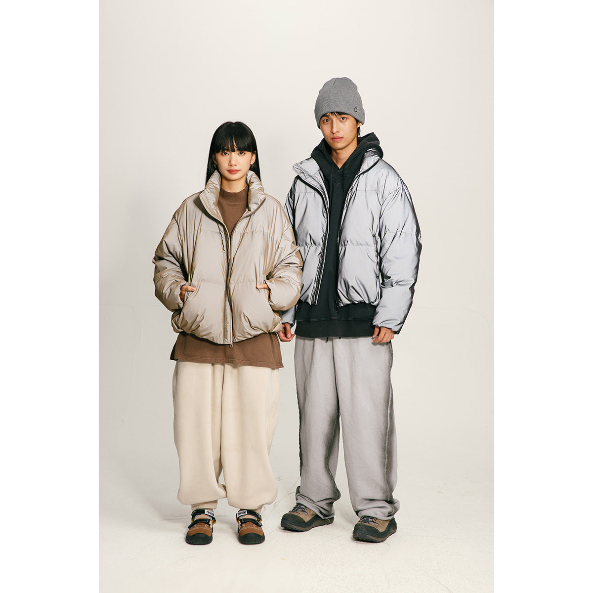 Mechanical Style Winter Down Jacket Women’s White Duck Down Thickened Reflective Coat