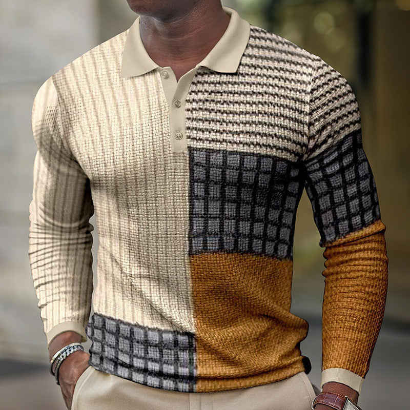 Men’s 3D Printing Casual Retro Long Sleeve Top