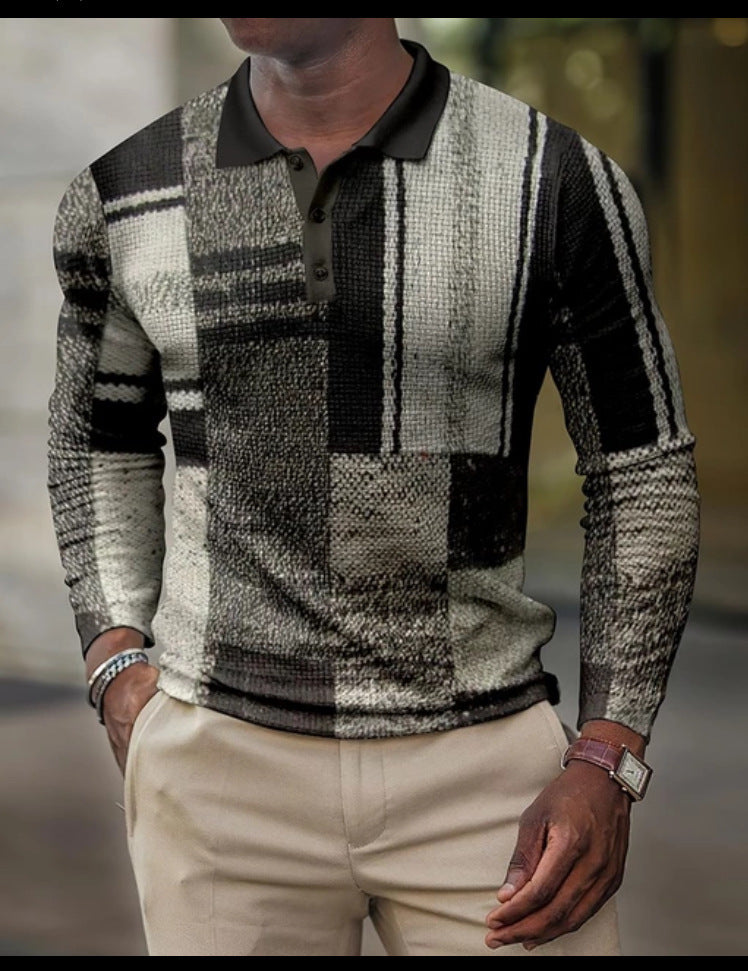 Men’s 3D Printing Casual Retro Long Sleeve Top - PLC45 / S