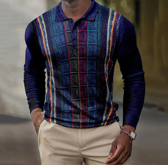Men’s 3D Printing Casual Retro Long Sleeve Top - PLC47 / S