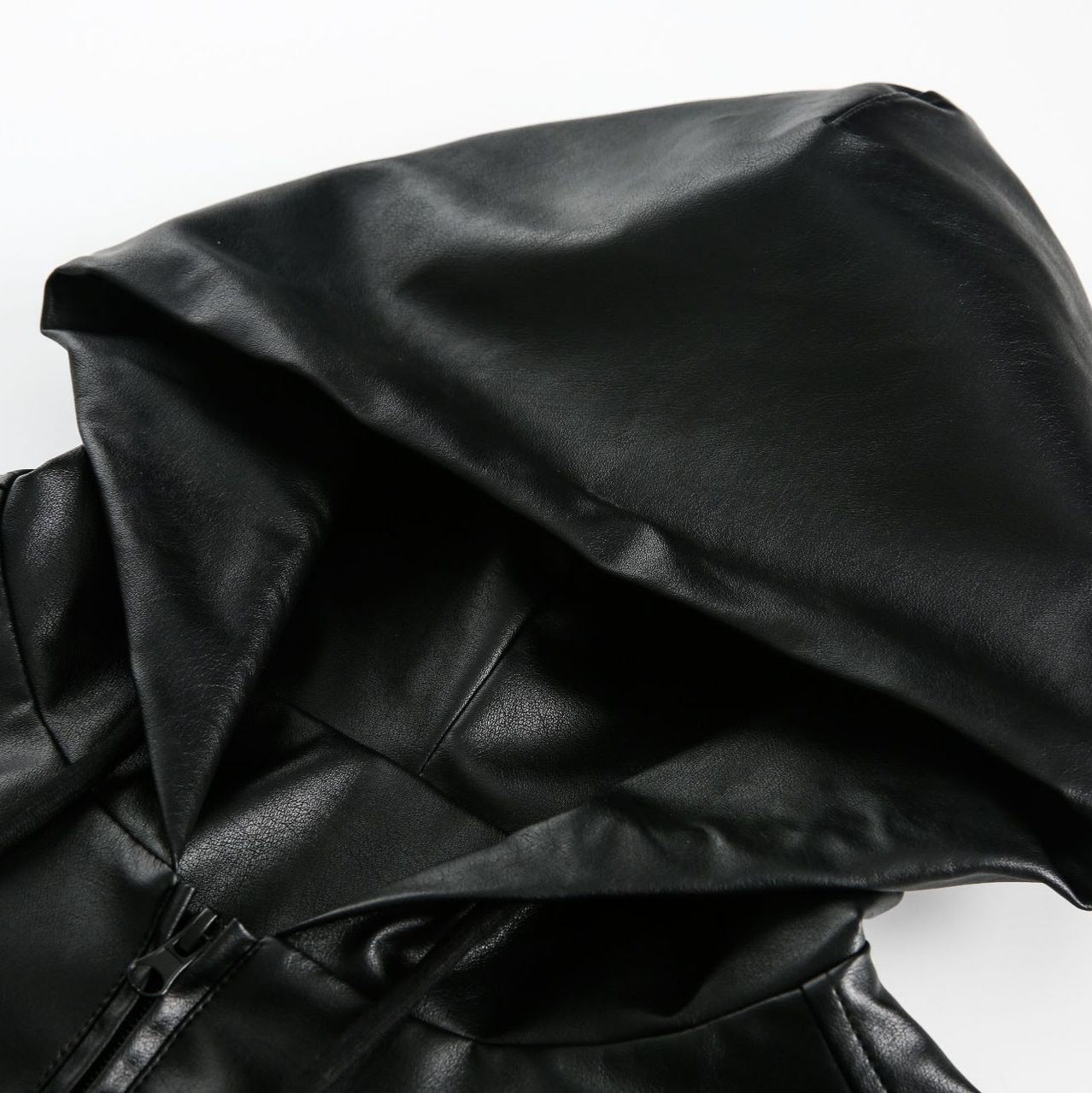 Men’s American-style Retro Simple Hooded Leather Coat Jacket