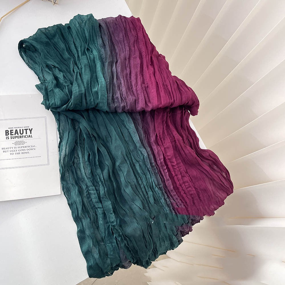 Men’s And Women’s Color Matching Autumn And Winter Cotton And Linen Feel Long Strip - Green Rose / 180cm
