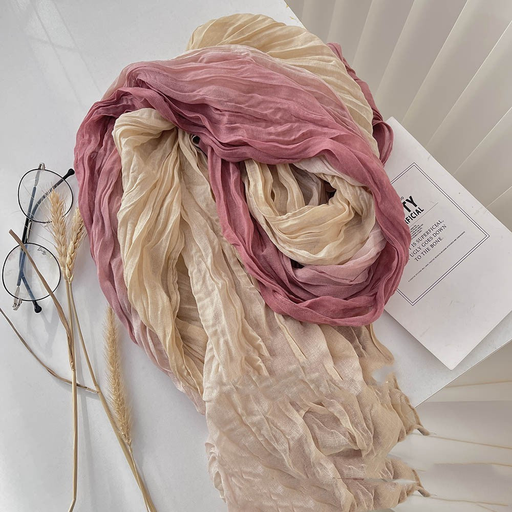 Men’s And Women’s Color Matching Autumn And Winter Cotton And Linen Feel Long Strip - Pink Beige / 180cm