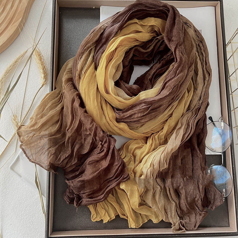 Men’s And Women’s Color Matching Autumn And Winter Cotton And Linen Feel Long Strip - Yellow Coffee / 180cm