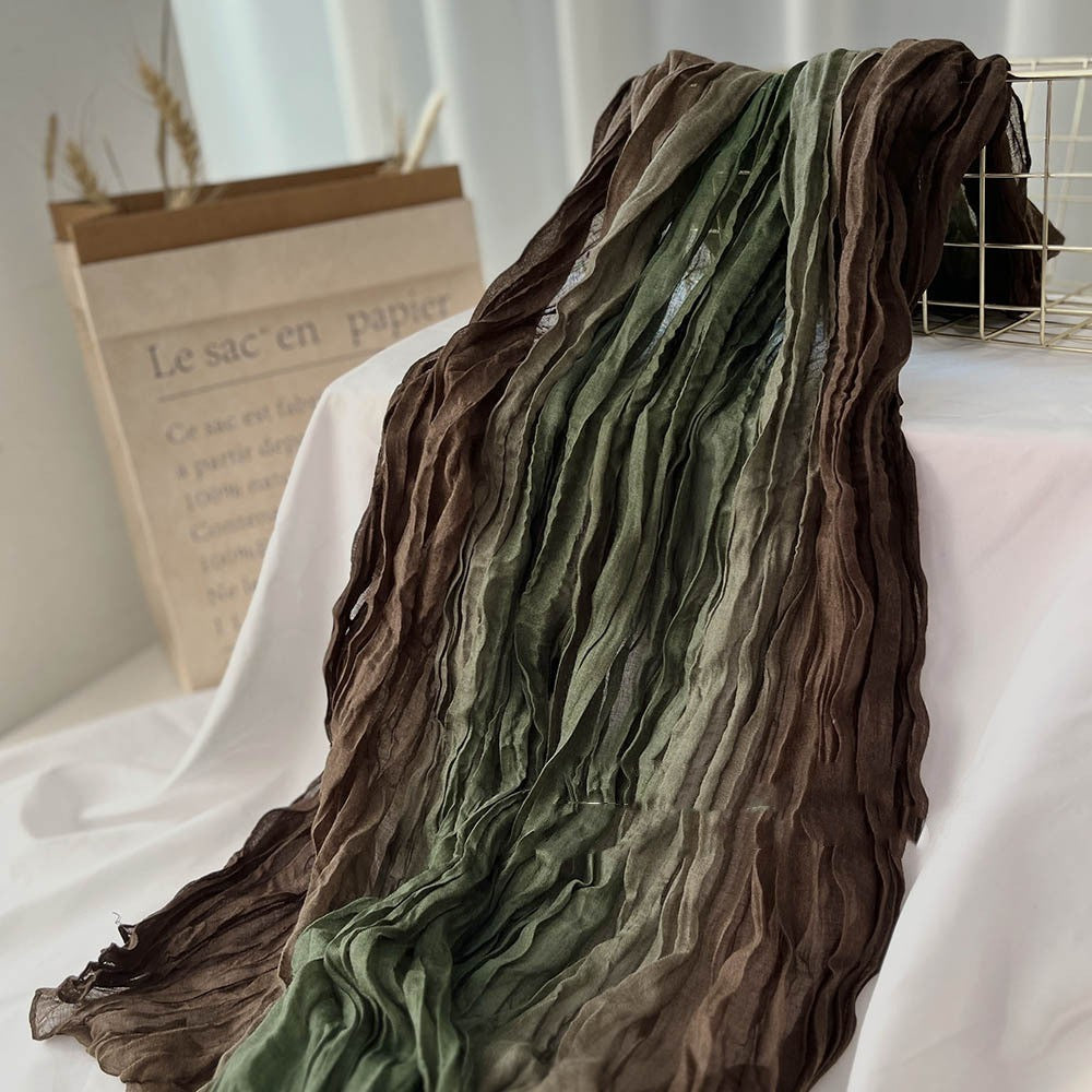 Men’s And Women’s Color Matching Autumn And Winter Cotton And Linen Feel Long Strip - Green Coffee / 180cm