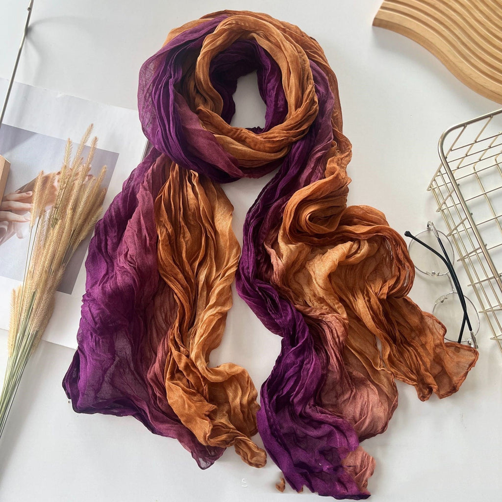 Men’s And Women’s Color Matching Autumn And Winter Cotton And Linen Feel Long Strip - Purple Latte / 180cm