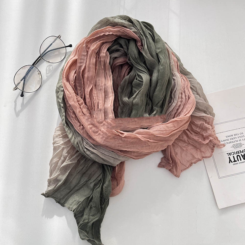 Men’s And Women’s Color Matching Autumn And Winter Cotton And Linen Feel Long Strip - Green Pink / 180cm