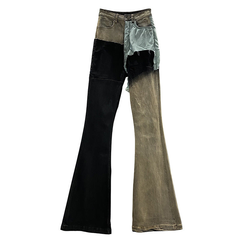 Men’s And Women’s Patchwork Coated Personalized Jeans