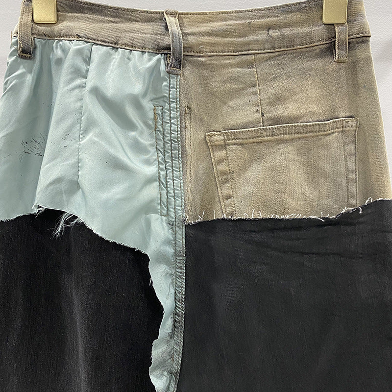 Men’s And Women’s Patchwork Coated Personalized Jeans