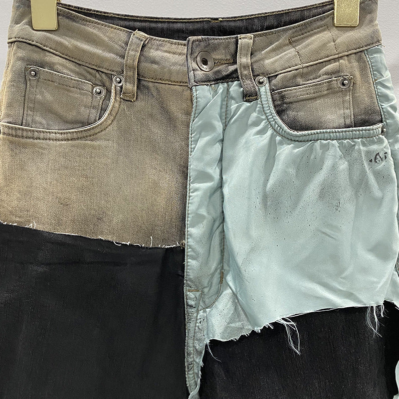 Men’s And Women’s Patchwork Coated Personalized Jeans