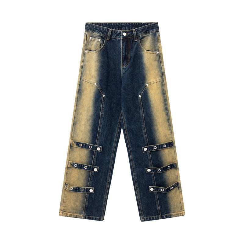 Men’s And Women’s Same High Street American Monkey Wash Jeans - Blue / L