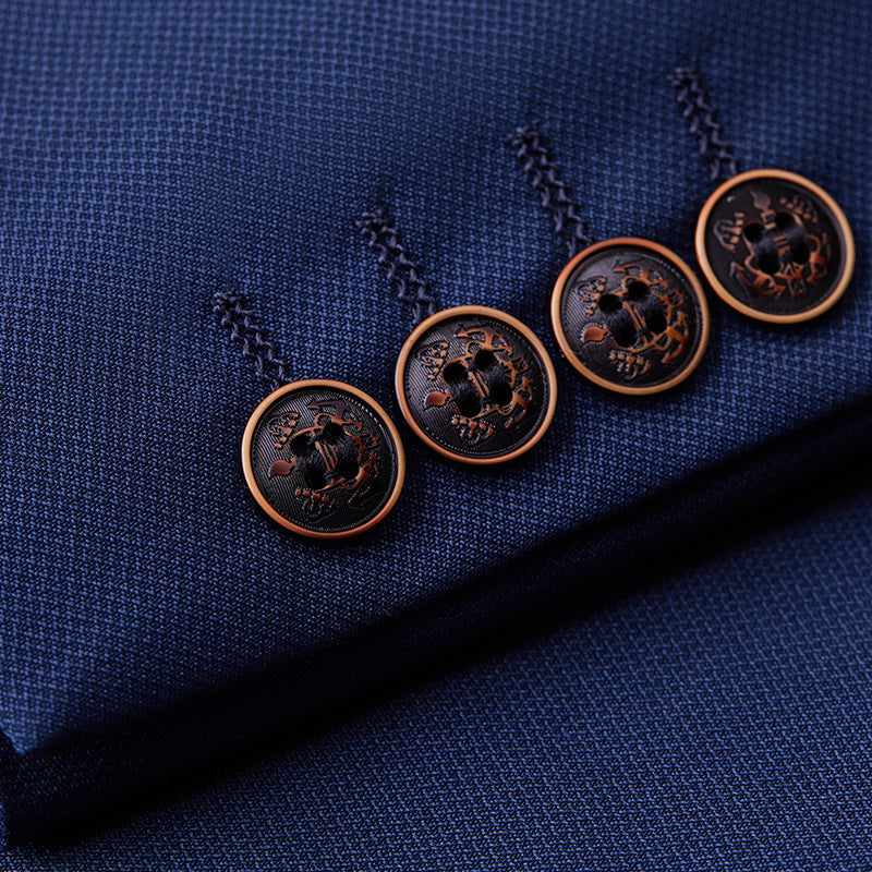 Men’s British Korean Slim Fit Dark Blue Casual Three-piece Suit