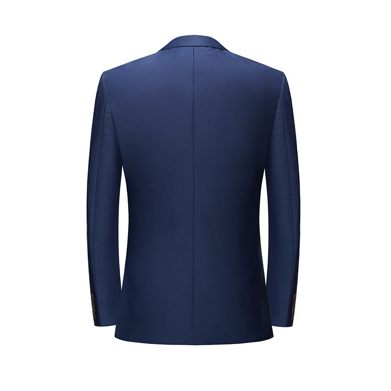 Men’s British Korean Slim Fit Dark Blue Casual Three-piece Suit