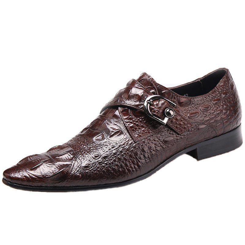 Brown crocodile-patterned leather shoes for men, perfect luxury fashion for all