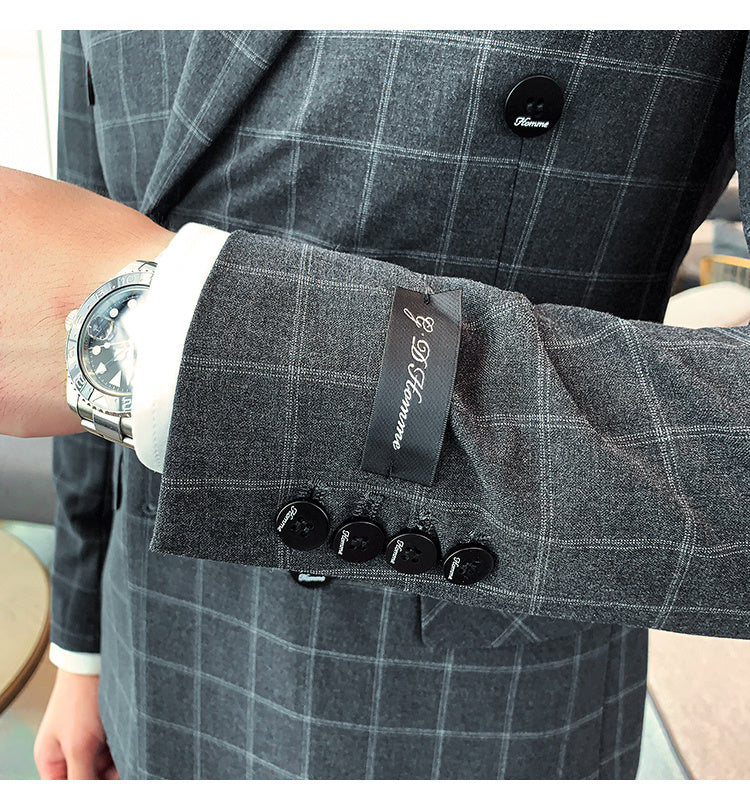 Men’s Casual Business Suit Three-piece Slim-fit Officiating Ceremony