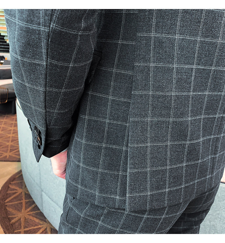 Men’s Casual Business Suit Three-piece Slim-fit Officiating Ceremony