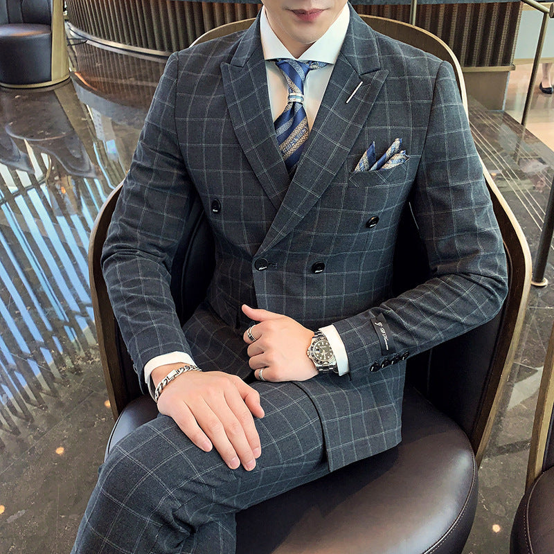 Men’s Casual Business Suit Three-piece Slim-fit Officiating Ceremony