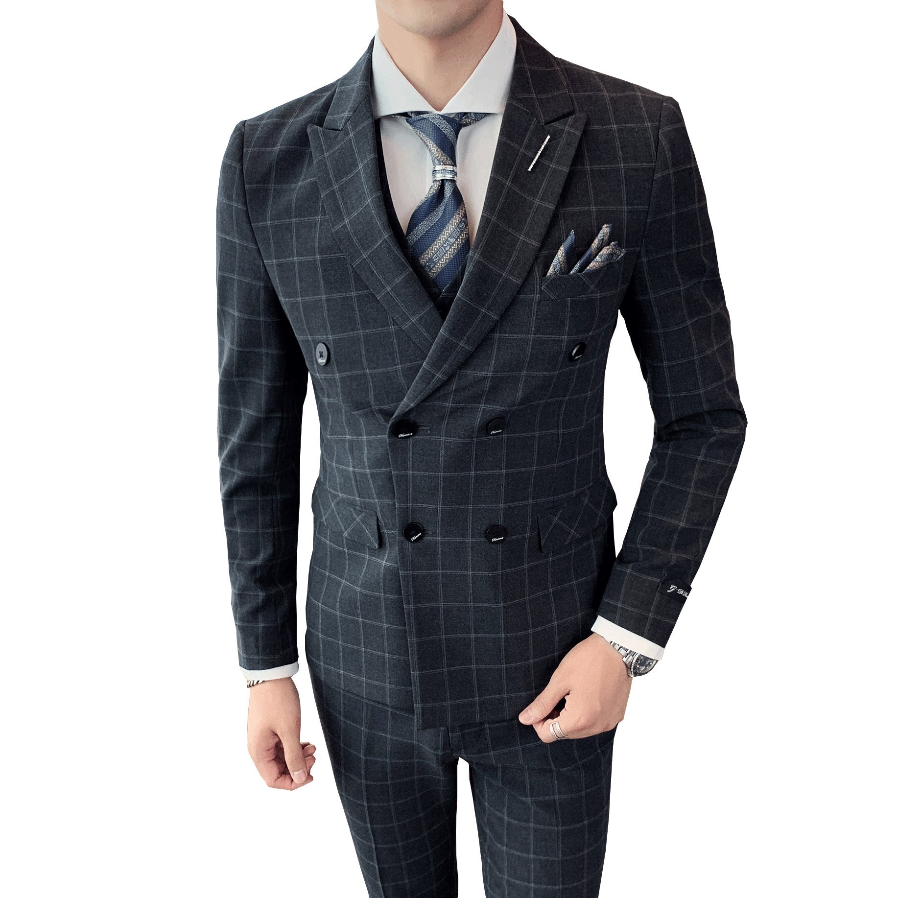 Men’s Casual Business Suit Three-piece Slim-fit Officiating Ceremony