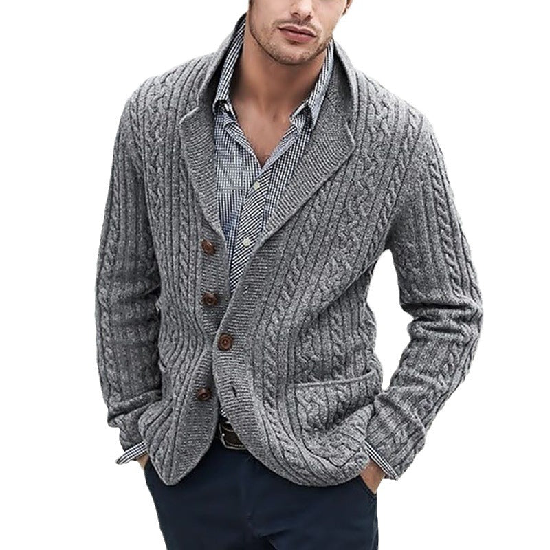 Men’s Casual Long Sleeve Lapel Pocket Sweater