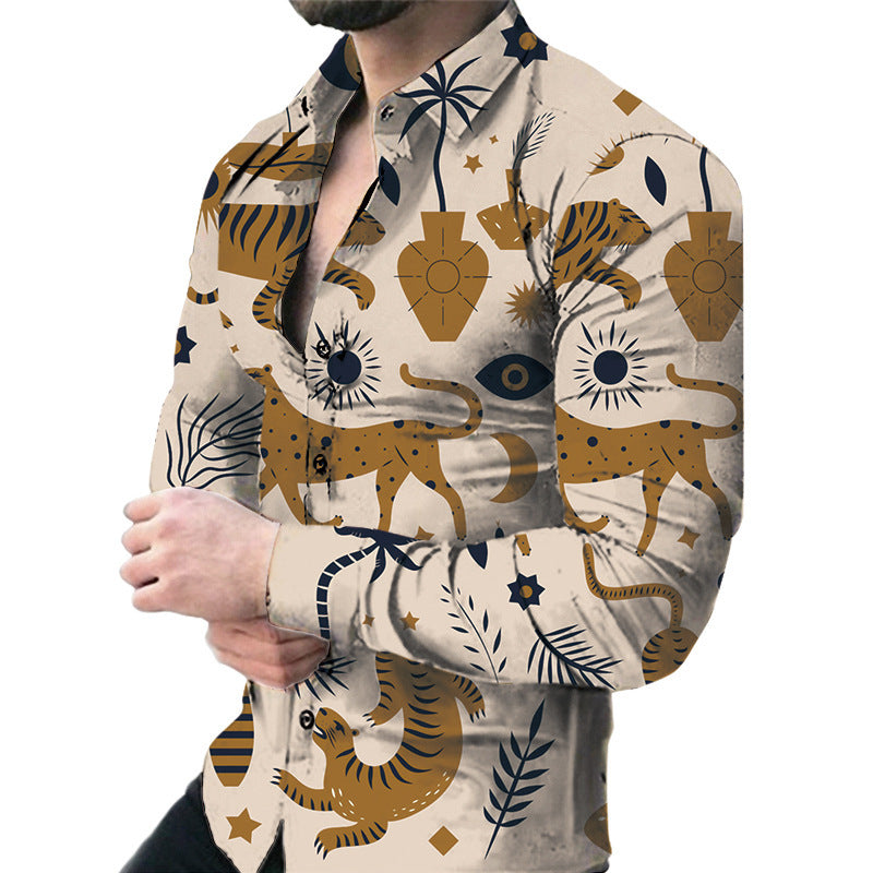 Men’s Casual Long Sleeved Large Floral Shirt - ZZ212 / S