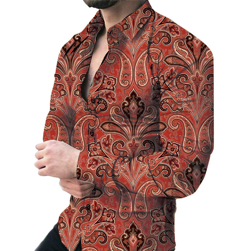 Men’s Casual Long Sleeved Large Floral Shirt - ZZ216 / S