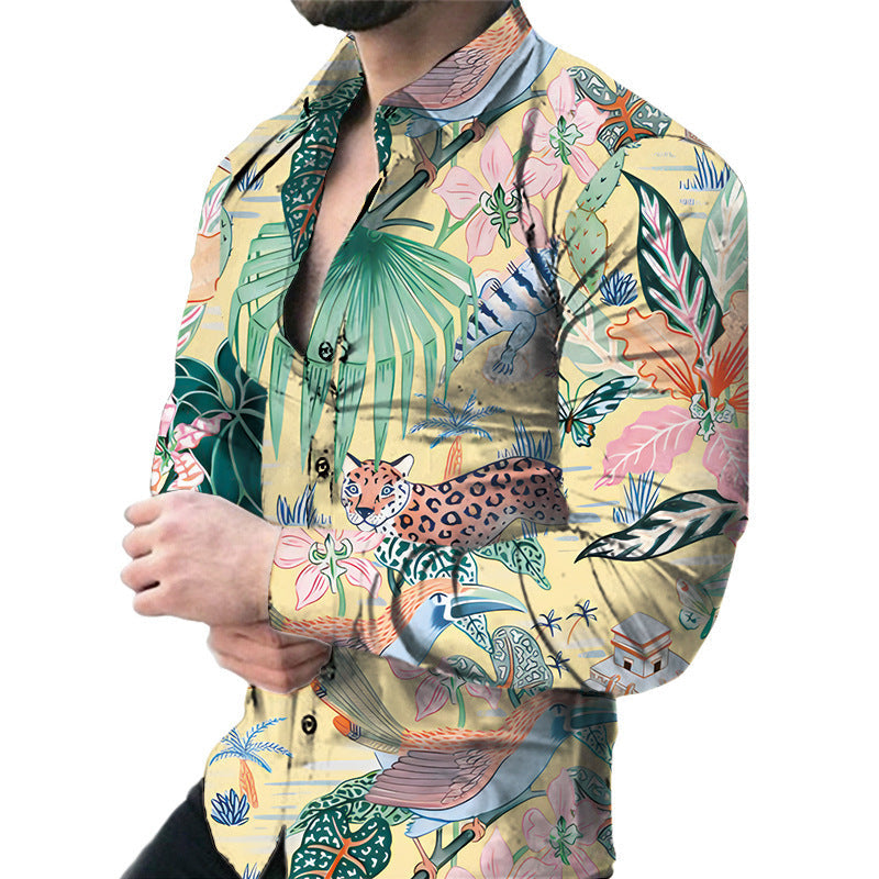Men’s Casual Long Sleeved Large Floral Shirt - ZZ220 / S