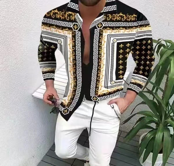 Men’s Casual Long Sleeved Large Floral Shirt - ZZ282 / S