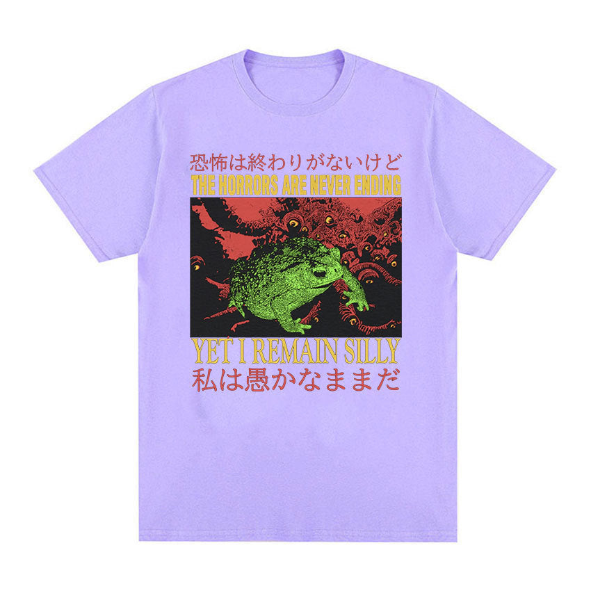 Men’s Casual Loose Printed Short Sleeved Shirt - Light Purple / XS