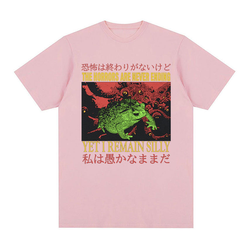 Men’s Casual Loose Printed Short Sleeved Shirt - Pink / XS
